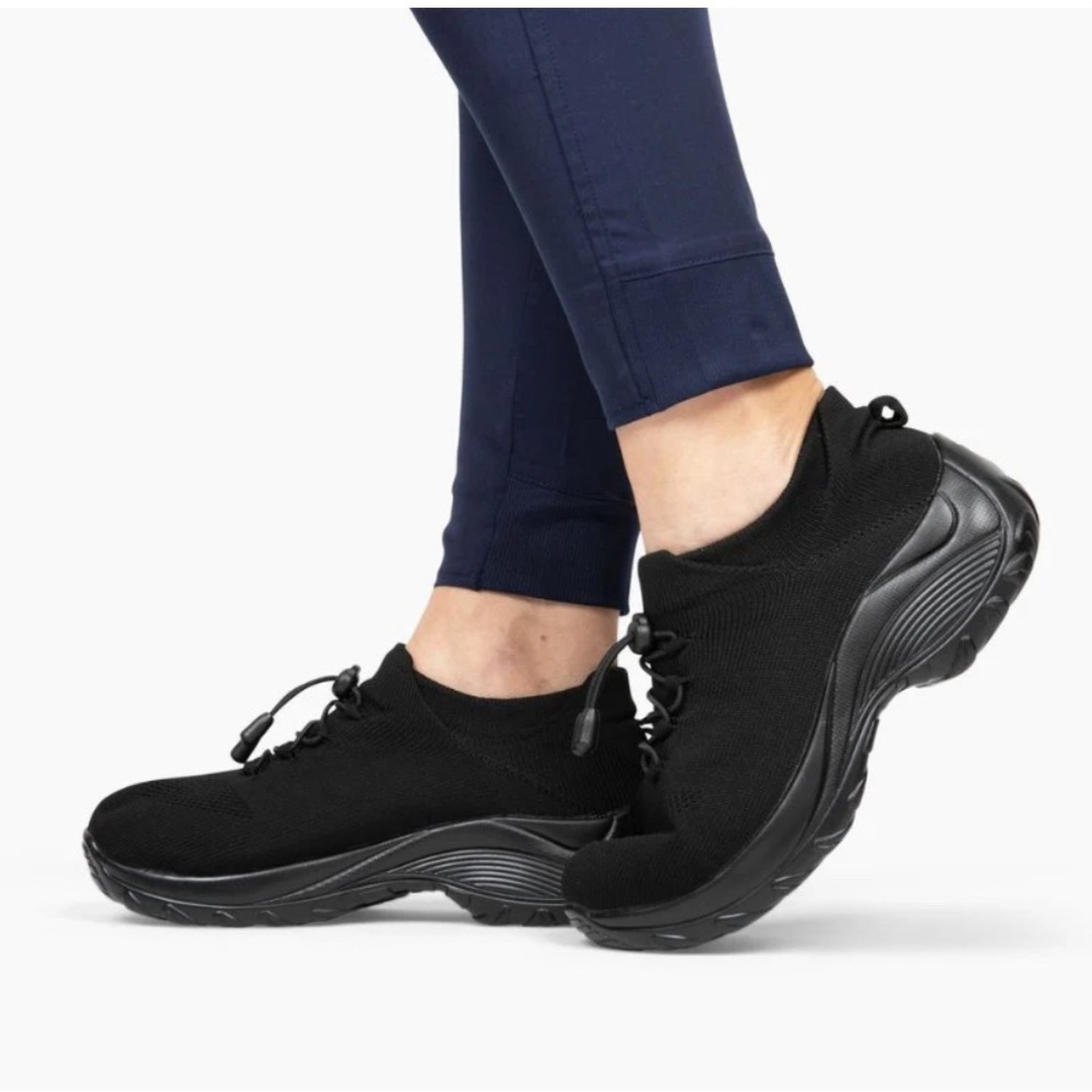 OrthoFit Womens Size 9.5/mens 8 Black Memory Foam Comfort Shoes Non-Slip